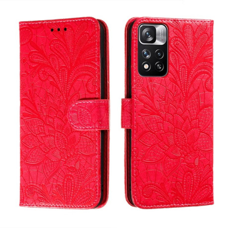 Чехол-книжка Lace Flower для Xiaomi Redmi Note 12 Pro 4G/11 Pro Global(4G/5G)/11E Pro  - красный