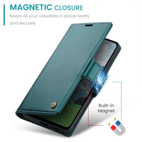 Чехол-книжка CaseMe 023 Butterfly Buckle Litchi Texture RFID Anti-theft Leather для OPPO Reno12 F/12 FS 5G - зеленый