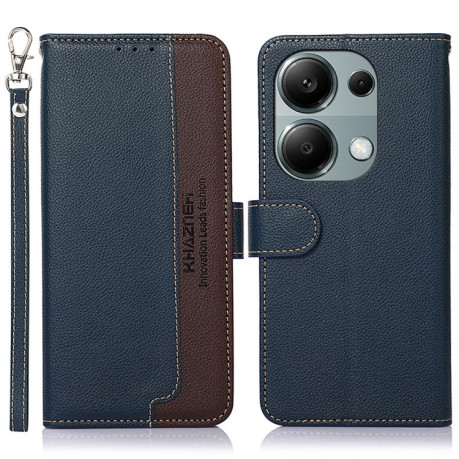 Чехол-книжка KHAZNEH Litchi Texture для Xiaomi Redmi Note 14S/ 13 Pro 4G / POCO M6 Pro 4G  - синий