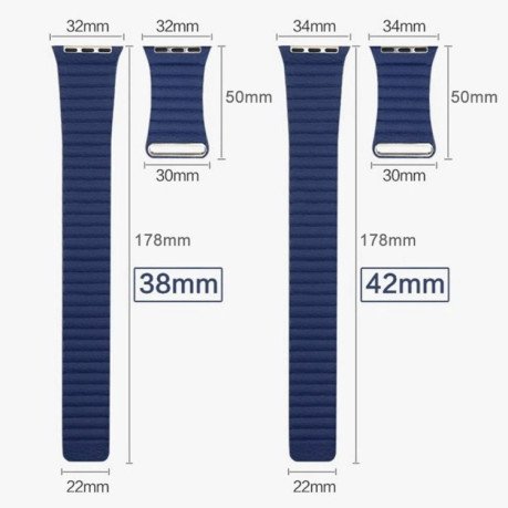 Ремешок Leather Loop Magnetic для Apple Watch 42/44mm - темно-синий