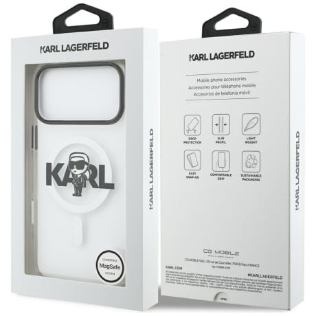 Оригинальный прозрачный чехол Karl Lagerfeld IML Karl Sketch Logo с MagSafe на iPhone 17 Pro Max - Transparent