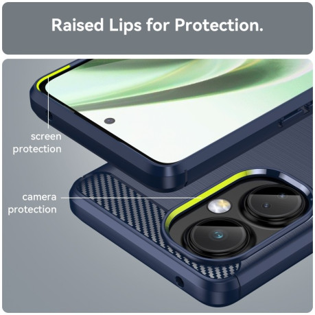 Противоударный чехол Brushed Texture Carbon Fiber на OnePlus Nord CE3 Lite  - синий