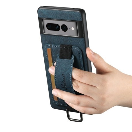 Протиударний чохол Suteni H13 Card Wallet для Google Pixel 8a - синій