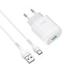 Зарядка Hoco C72Q Glorious QC3.0 18W (1USB-A) + кабель USB - Type-C - белая