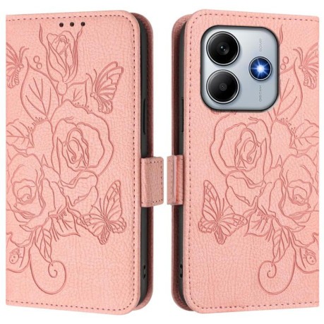 Чехол-книжка Magnetic RFID Anti-theft Leather для Xiaomi Poco M7 Pro 5G Global - розовый