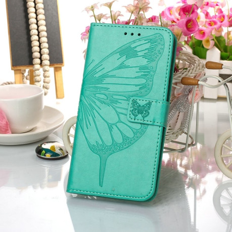 Чохол-книжка Embossed Butterfly для Samsung Galaxy S22 Ultra 5G - зелений