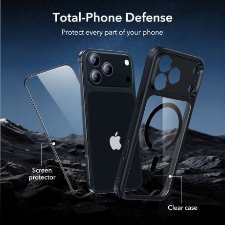 Оригінальний чохол ESR Classic Hybrid з MagSafe + накладка на клавішу на iPhone 17 Pro - Clear Black