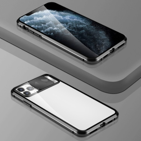 Двусторонний чехол Sliding Lens Mirror Design для iPhone 12 mini - черный
