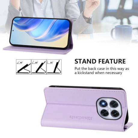 Чохол-книжка RC01 Dual-Folded Magnetic Suction RFID Leather на Xiaomi Redmi Note 14 Pro 4G - фіолетовий