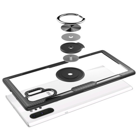 Ударозащитный чехол 360 Degree Magnetic Rotation Holder на Samsung Galaxy Note 10+ Plus- серебристо-черный