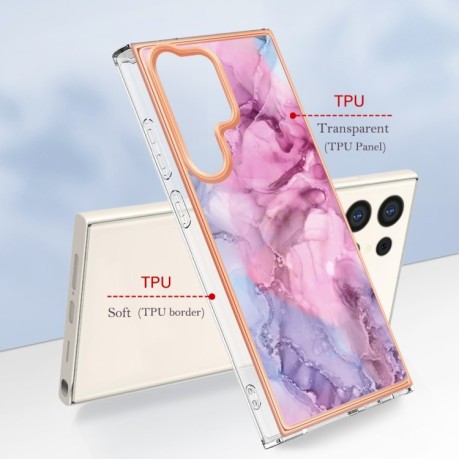 Противоударный чехол Electroplating IMD для Samsung Galaxy S24 Ultra 5G - розовый