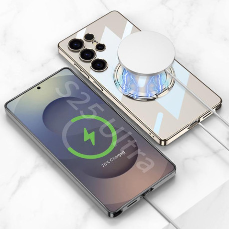 Протиударний чохол GKK PC Phone Case with Magnetic Rotating Holder, No Included Pen для Samsung Galaxy S25 Ultra 5G - сріблястий