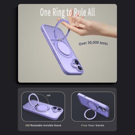 Чехол Kalebol с подставкой 360 и MagSafe на iPhone 17 - фиолетовый