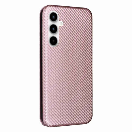 Чехол-книжка Carbon Fiber Texture на Samsung Galaxy A35 5G - розовый
