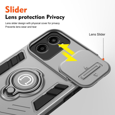 Противоударный чехол Sliding Camshield Ring Holder для Motorola Moto G05 - серый