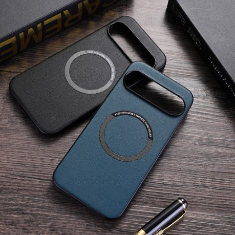 Чохол Magsafe Magnetic Ring Leather Texture для Google Pixel 9 - чорний