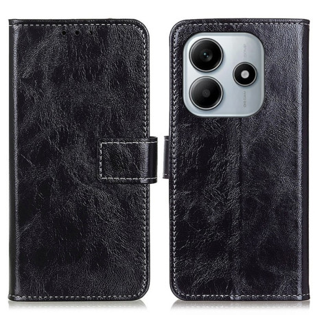 Чехол-книжка Magnetic Retro Crazy Horse Texture на Xiaomi Redmi Note 14 4G  - черный