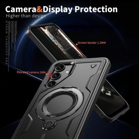 Противоударный чехол MagSafe Holder Armor PC Hybrid для Samsung Galaxy A16 5G - черный
