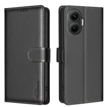 Чехол-книжка Litchi Texture RFID Anti-theft Leather для Xiaomi Poco F7 5G - чорний