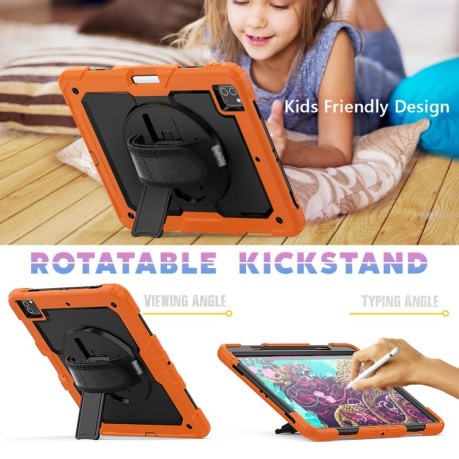 Противоударный чехол Shockproof Colorful Silicone для iPad Pro 12.9 (2020) - черно-оранжевый
