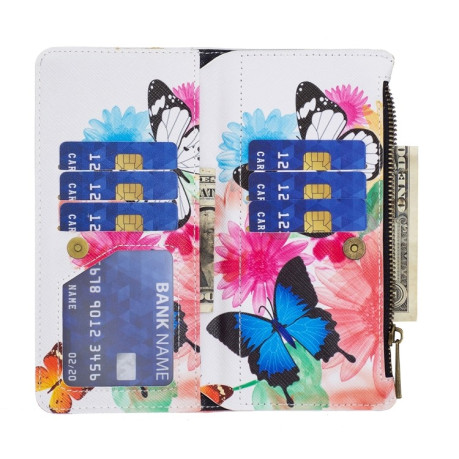 Чехол-кошелек Colored Drawing Pattern Zipper для Realme C30 - Two Butterflies