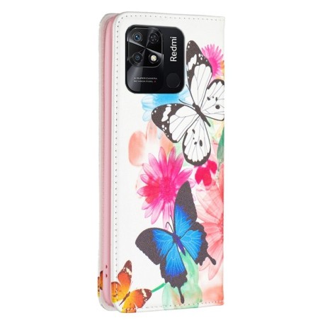 Чехол-книжка Colored Drawing Pattern Invisible для Xiaomi Poco C40/Redmi 10c - Two Butterflies