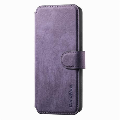 Чехол-книжка CaseNeo MagSafe RFID Anti-theft Retro Leather на Samsung Galaxy S25 FE 5G - фиолетовый