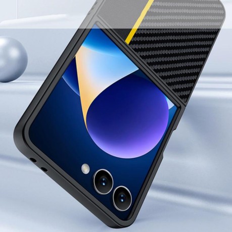 Протиударний чохол Carbon Fiber Texture Printing для Samsung Galaxy Flip 7 - жовтий