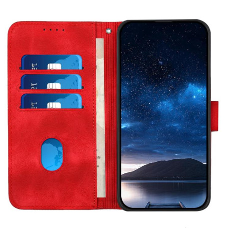 Чехол-книжка Grid Stitching Leather Phone Case with Lanyard для для Motorola Moto G15 - красный