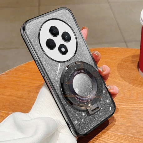 Протиударний чохол Plated Gradient Glitter Round Holder для OPPO Reno12 F/12FS - чорний