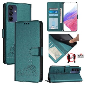 Чохол-книжка Cat Embossing Pattern для Samsung Galaxy A16 5G - Peacock Green