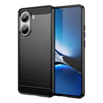Противоударный чехол Brushed Texture Carbon Fiber на Xiaomi Poco X7 Pro - черный