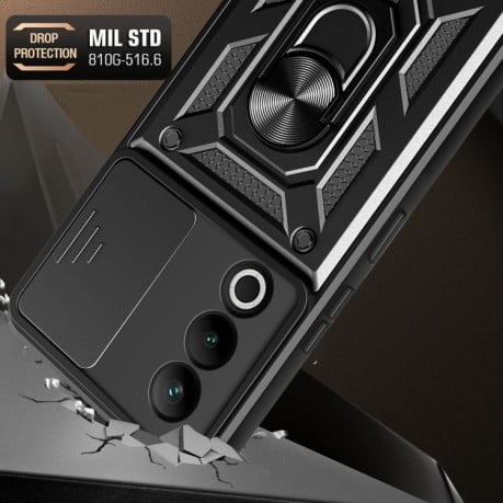 Чохол із шторкою на камери Sliding Camshield та кишенькою для карток на OnePlus Nord CE4 5G Global - синій