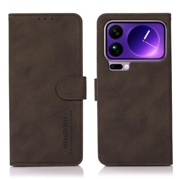 Чохол-книжка KHAZNEH з матовою фактурою на Xiaomi 17 Pro — коричневий