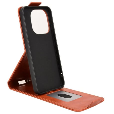 Флип-чехол Magnetic Vertical Flip Leather на Xiaomi 15T 5G - коричневый
