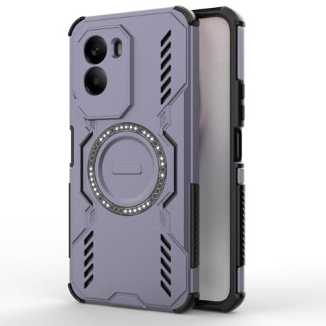 Противоударный чехол Butterfly Armor с MagSafe на Xiaomi Poco M7 4G 169mm - фиолетовый