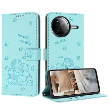 Чохол-книжка Embossed Kitten Phone Leather для Xiaomi Poco F7 Pro / F7 Ultra - зелений