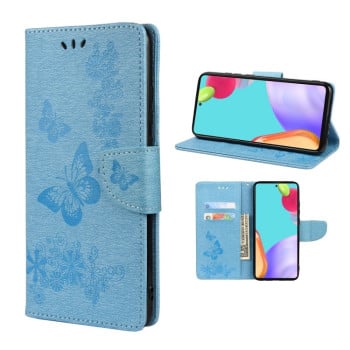 Чехол-книжка Butterflies Embossing на Samsung Galaxy A33 5G - синий