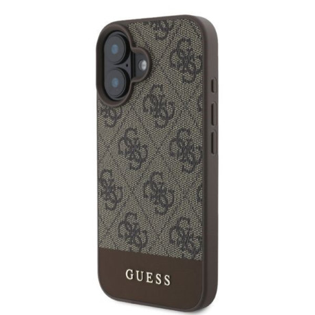 Оригинальный чехол Guess 4G Bottom Stripe для iPhone 16 - Brown