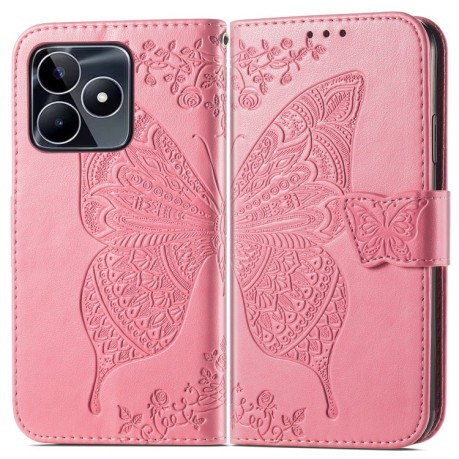 Чехол-книжка Butterfly Love Flower Embossed для Realme C53/C51 - розовый