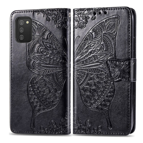 Чехол-книжка Butterfly Love Flowers для Samsung Galaxy A03s - черный