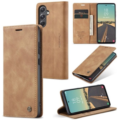 Кожаный чехол CaseMe-013 Multifunctional на Samsung Galaxy S23 FE - коричневый