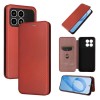 Чехол-книжка Carbon Fiber Texture на Xiaomi Redmi K90 5G / Poco F8 Pro — коричневый