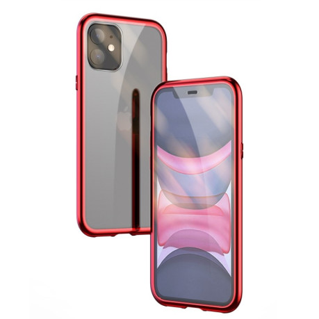 Двухсторонний магнитный чехол Adsorption Metal Frame для iPhone 11 Pro - красный