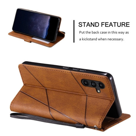 Чехол-книжка Skin Feel Splicing для Samsung Galaxy S25+ 5G - коричневый