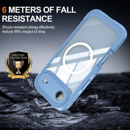Двосторонний противоударный чехол Life Waterproof MagSafe Magnetic Rugged для iPhone Air - голубой
