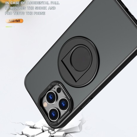 Ударозахисний чохол Metal Ring Holder 360 Degree Rotating для iPhone 15 Plus - чорний