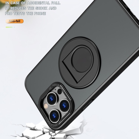 Ударозащитный чехол Metal Ring Holder 360 Degree Rotating на iPhone 15 Pro Max - черный