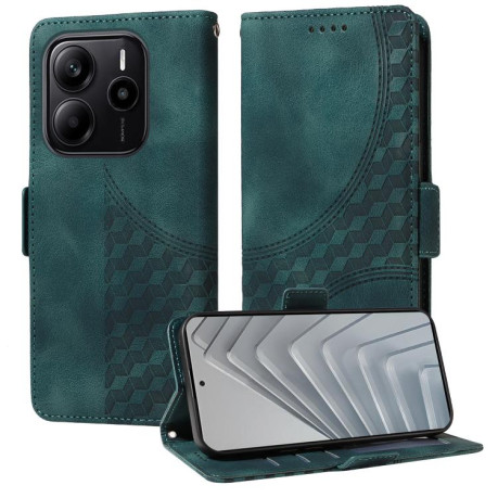 Чехол-книжка Embossed Rhombus Starry Leather для Xiaomi Redmi Note 14 4G 164.84mm - зеленый