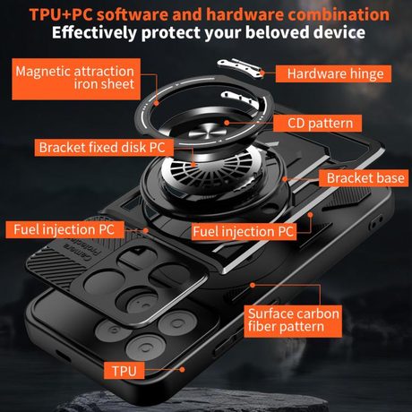 Противоударный чехол Armor Rotating Holder MagSafe на Xiaomi Redmi K90 / Poco F8 Pro — синий